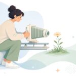 接写ベローズでマクロ撮影する様子をイメージしたイラスト