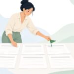 原稿の柱と章題の照合をイメージしたイラスト