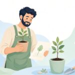 苗の樹種と植栽図の照合をイメージしたイラスト