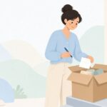 伝票と中身の照合をイメージしたイラスト