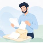 送付状と同封書類の照合をイメージしたイラスト