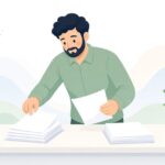 受験番号と答案の照合をイメージしたイラスト