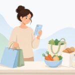 買い物リストの照合をイメージしたイラスト