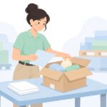 出荷数量と箱の中身の照合をイメージしたイラスト