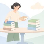 教材の版の照合をイメージしたイラスト