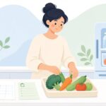 献立から買い物リストを作る様子をイメージしたイラスト