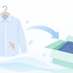 メンズ服のレンタルと返却をイメージしたイラスト