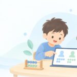 兄弟で暗算アプリを使いたいをイメージしたイラスト