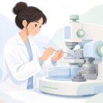 ミクロトームに使い捨て替刃を取り付ける様子をイメージしたイラスト