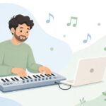 MIDIキーボードの移調をイメージしたイラスト
