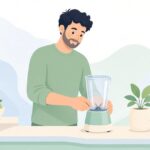 ミキサーの替刃を交換する様子をイメージしたイラスト