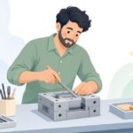 ダイヤモンドヤスリで金型を磨く様子をイメージしたイラスト