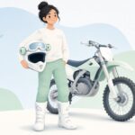ロールオフ付きモトクロスゴーグルを着けたライダーの様子をイメージしたイラスト