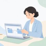 作業フォルダと完成フォルダの照合をイメージしたイラスト