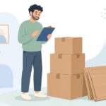 引っ越し箱数の照合をイメージしたイラスト