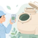 ガス検知器で作業前に安全を確認する様子をイメージしたイラスト