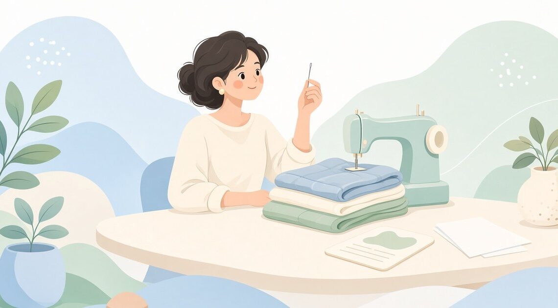 針の番手と布の厚さ表を照合してから直線で縫う