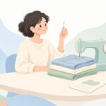 ミシン針と布の厚さの照合をイメージしたイラスト