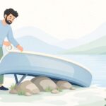 カヌーのガンネルに保護テープを貼る様子をイメージしたイラスト