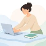 ノートPCの置き方をイメージしたイラスト
