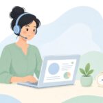 オンライン発表の練習をイメージしたイラスト