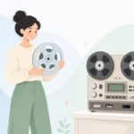 オープンリール用の空リールをイメージしたイラスト