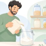 開封後の小麦粉を保存する様子をイメージしたイラスト