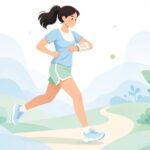 ディスクリプションホルダーを腕に着けて走るオリエンテーリング競技者の様子をイメージしたイラスト