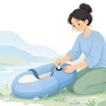 パックラフトのバルブOリングを交換する様子をイメージしたイラスト