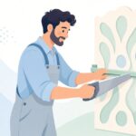 ソーガイドを使って化粧板をまっすぐ切断する様子をイメージしたイラスト