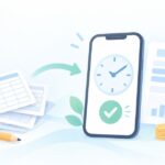 紙のタイムカードの集計が大変をイメージしたイラスト