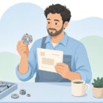 部品シリアルと保証書の照合をイメージしたイラスト