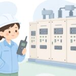 電気設備の部分放電を点検する様子をイメージしたイラスト