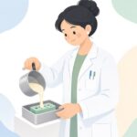 病理標本用パラフィンで包埋する様子をイメージしたイラスト