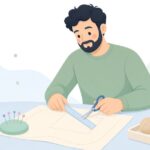 型紙の実寸確認をイメージしたイラスト