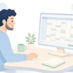 表計算を横スクロールで操作する様子をイメージしたイラスト