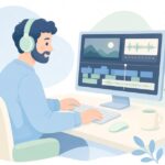 動画編集で音声を確認する様子をイメージしたイラスト