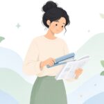 中綴じの小冊子を作る様子をイメージしたイラスト
