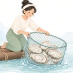 真珠貝養殖かごをイメージしたイラスト