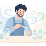 ムエットで香りを確かめる様子をイメージしたイラスト