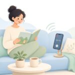 読み聞かせの録音をイメージしたイラスト