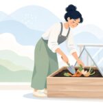 プランターで生ごみ処理器を作る様子をイメージしたイラスト