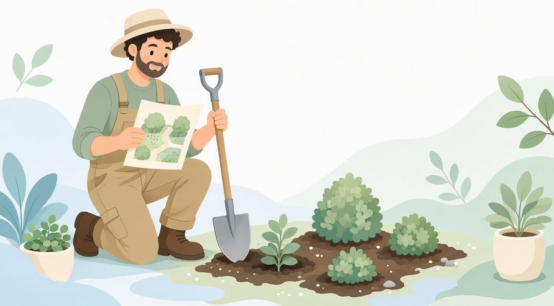 植栽図の本数と植えた本数を照合し、足りない箇所だけ植え足す