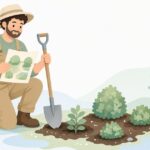 植栽本数の照合をイメージしたイラスト