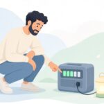 ポータブル電源の残量確認をイメージしたイラスト