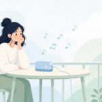 スピーカーの充電しながら再生をイメージしたイラスト