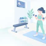 ジムで人の目が気になるをイメージしたイラスト