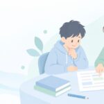 中高一貫校の英語の定期テストが不安をイメージしたイラスト