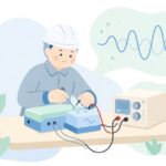 交流電源を使って機器を試験する様子をイメージしたイラスト