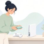 ゲーム機に外付けSSDを接続する様子をイメージしたイラスト